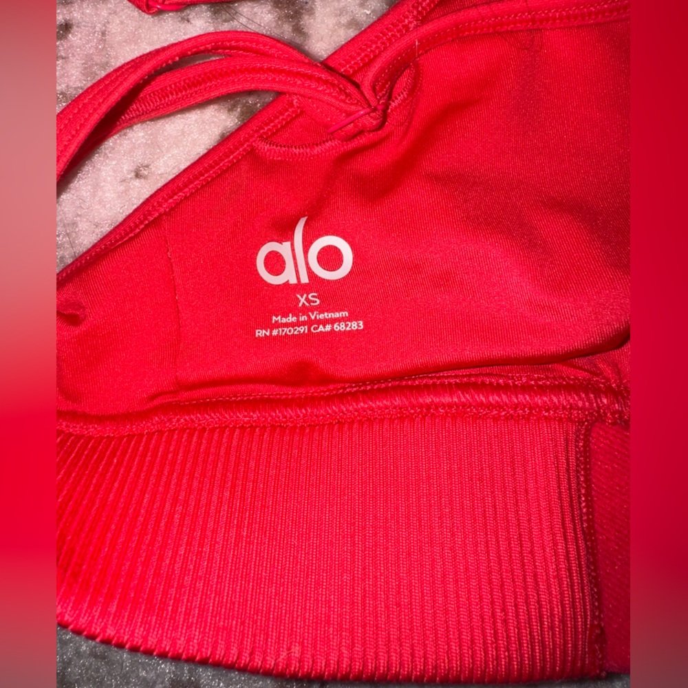 Alo Yoga Candy Red Sports Bra - Picture 5 of 6